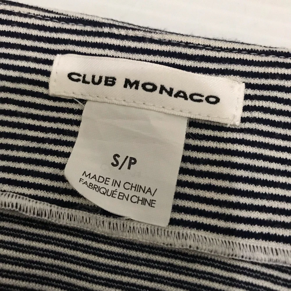 Club Monaco Striped Ruffled Midi Skirt - Navy and White Size S